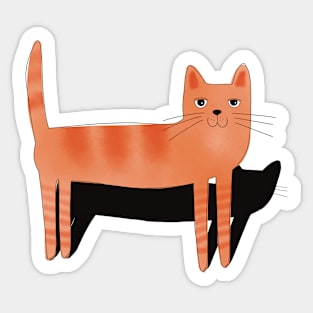 Whimsical ginger cat with shadow Sticker